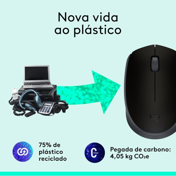 Mouse sem fio Logitech M170 com Design Ambidestro Compacto, Conexão USB e Pilha Inclusa - Imagem 4