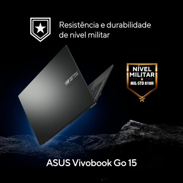Notebook ASUS VivoBook Go 15, AMD RYZEN 5 7520U, 8GB, 256GB SSD, KeepOS, Tela 15,6" FHD, Mixed Black - E1504FA-NJ731 - Imagem 4