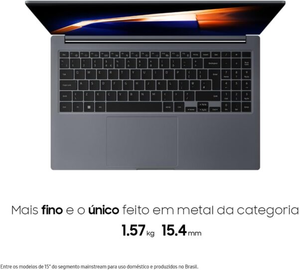 Samsung Galaxy Book4 Intel® Core™ i7 150U, Windows 11 Home, 16GB, 512GB SSD, NVIDIA® GeForce® MX570, 15.6'' Full HD LED, FingerPrint, 1.57kg*. - Imagem 8