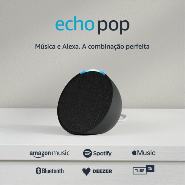 Echo Pop (Geração mais recente) _ Smart speaker compacto com som envolvente e Alexa _ Cor Preta-1